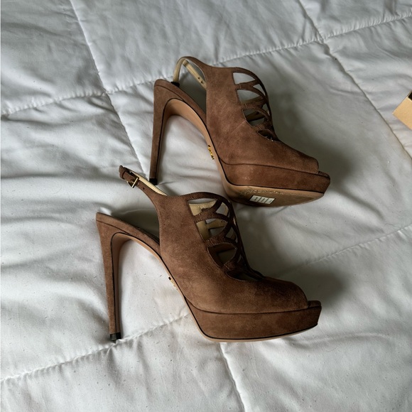 Prada Suede stiletto heels - cage dusty suede, size 9 - Picture 9 of 10